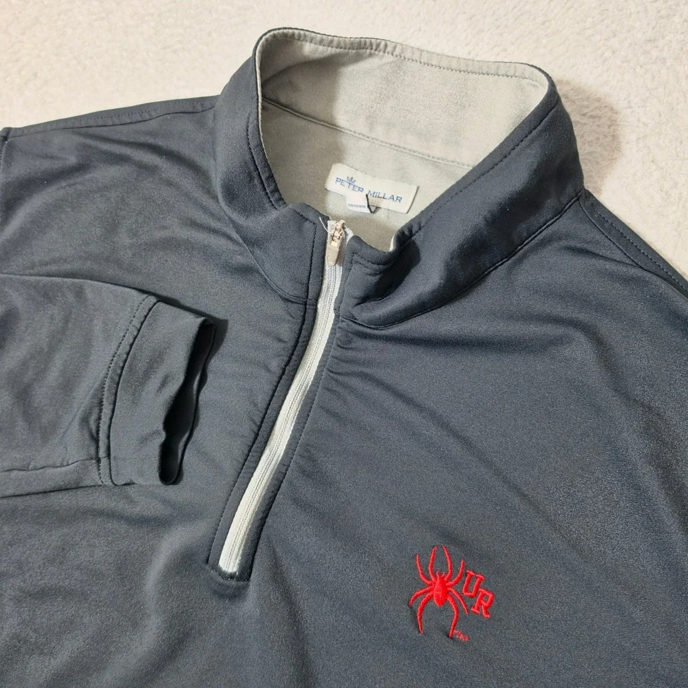 University of Richmond Peter Millar Crown 1/4 Zip Pullover Mens XL Black Stretch